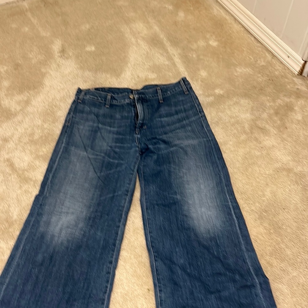 Citizens of Humanity wide leg crop dark denim wash size 29